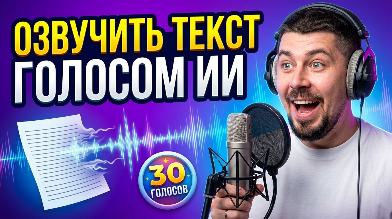 Как озвучить текст голосом нейросетью: пост, видео или рилс на русском, 30 голосов на выбор